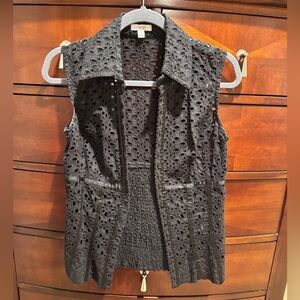 Cache Black Eyelet top